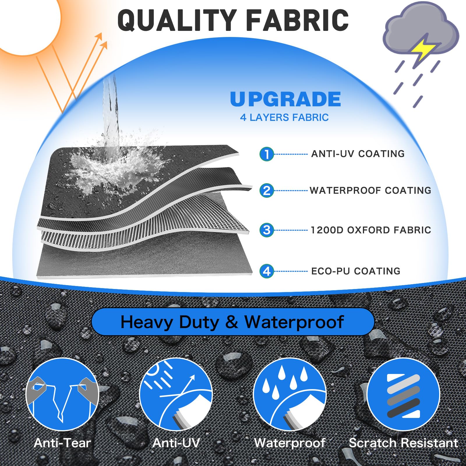 Housse de Bateau imperméable Robuste en polyuréthane 1200D de 6 à 6,7 m, remorquable en Toile Polyester de qualité Marine, Convient pour Coque en V de 6,1 à 6,7 m, Bateau de Basse, runabout