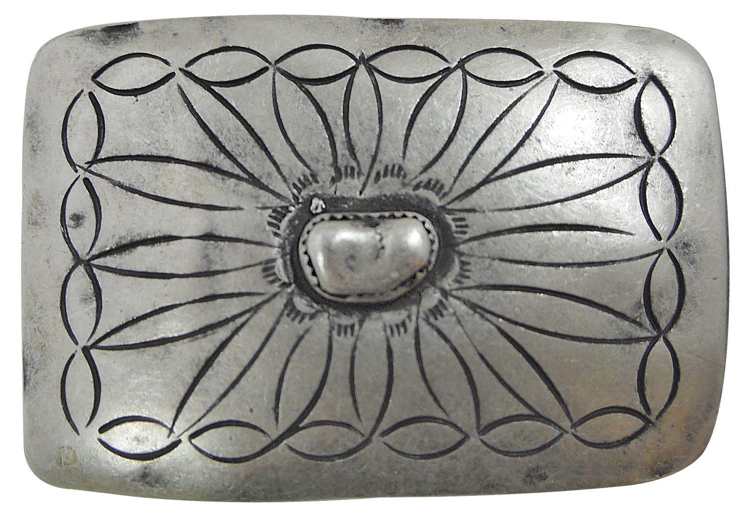 FRONHOFERWestern Belt Buckle Silver Mexican Design 1.6 inch