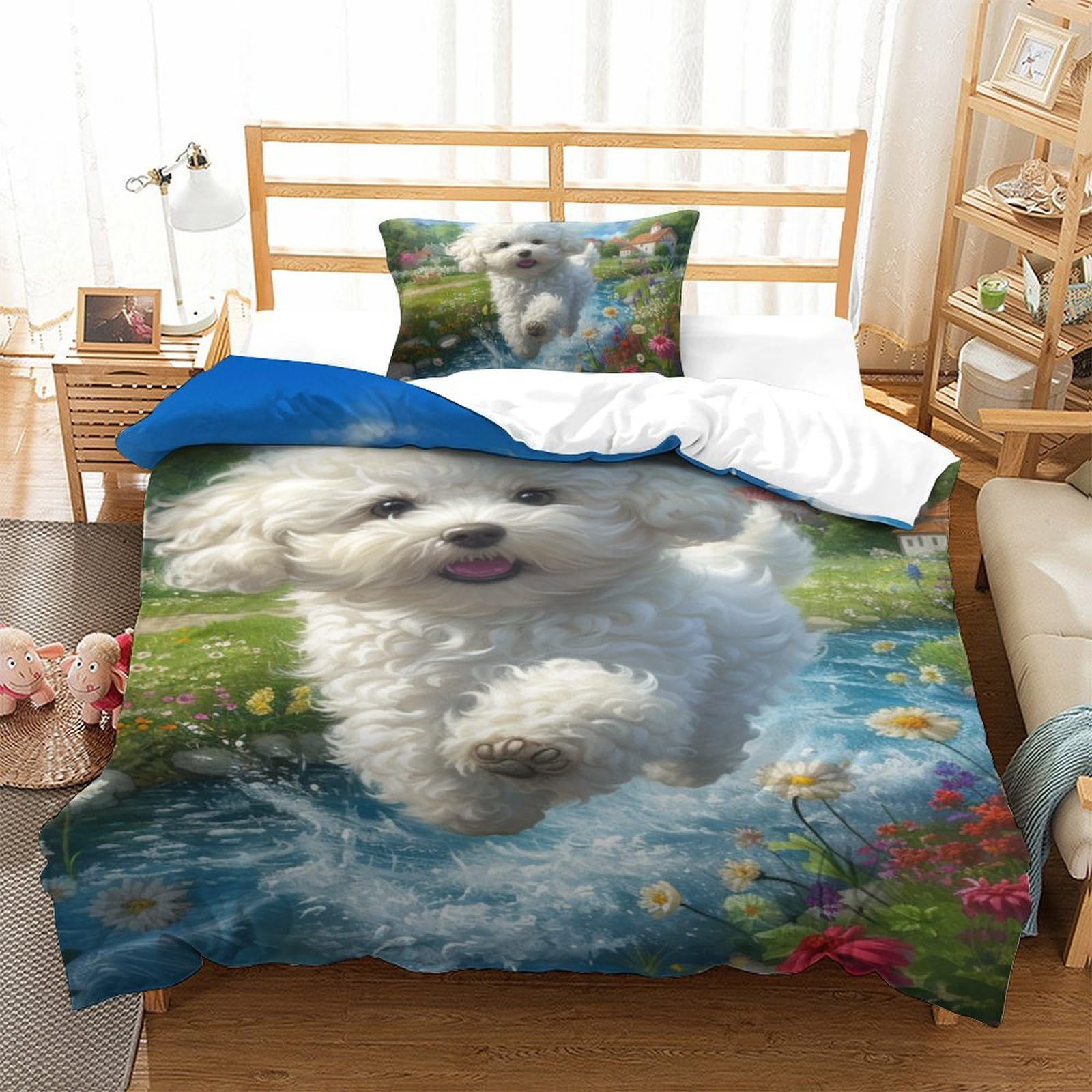 Literie Enfants Bixiong Chien Housse de Couette 135x200cm Microfibre
