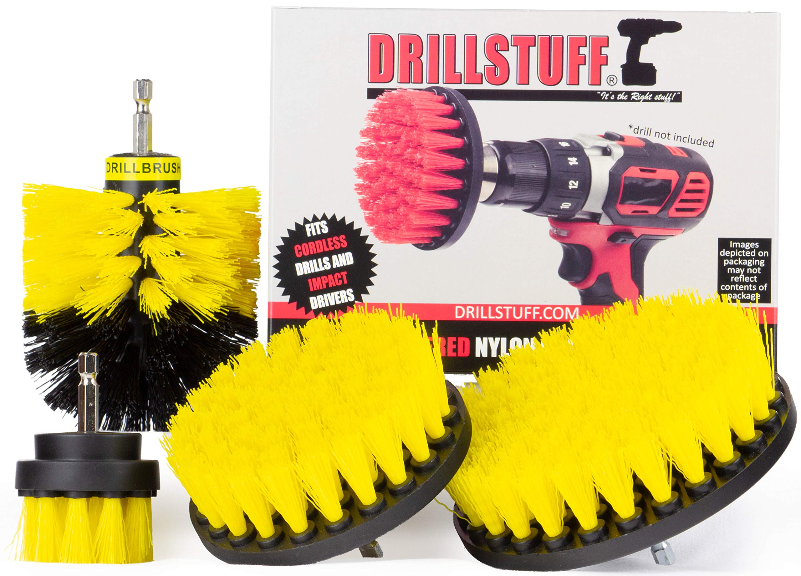 4 Piece Power Scrub Brush Kit for Tile and Grout Tub Shower Sink Porcelain Shower Tracks and Around