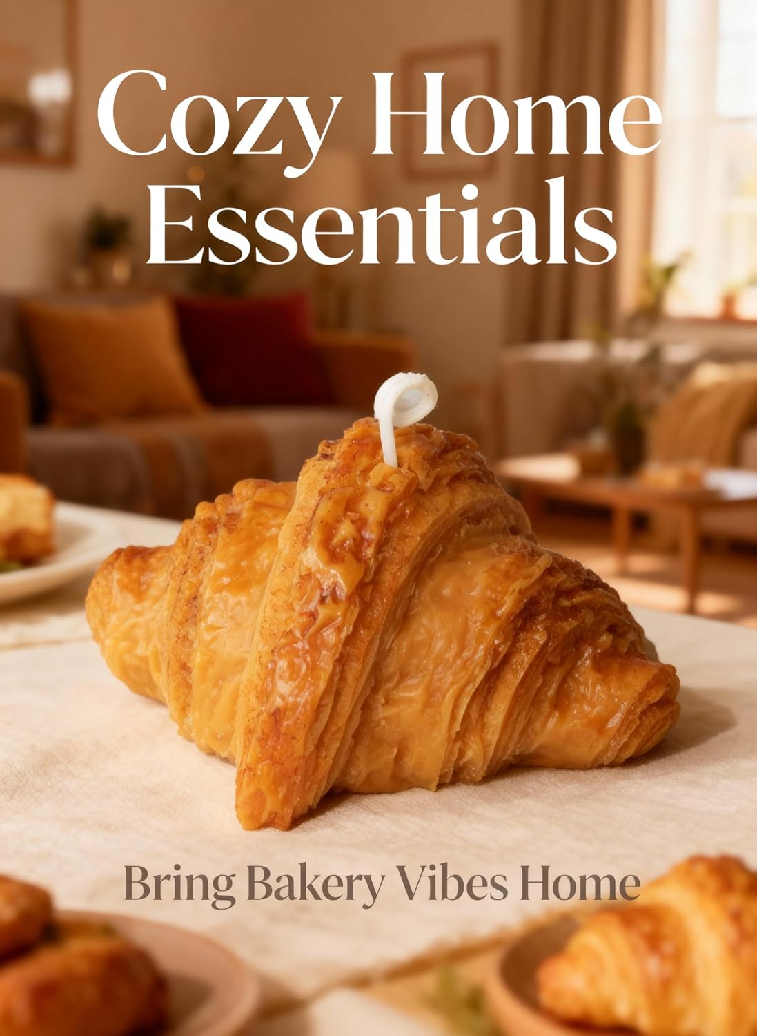 Croissant-Shaped Scented Candle,Realistic Soy Wax Blend Dessert Candle
