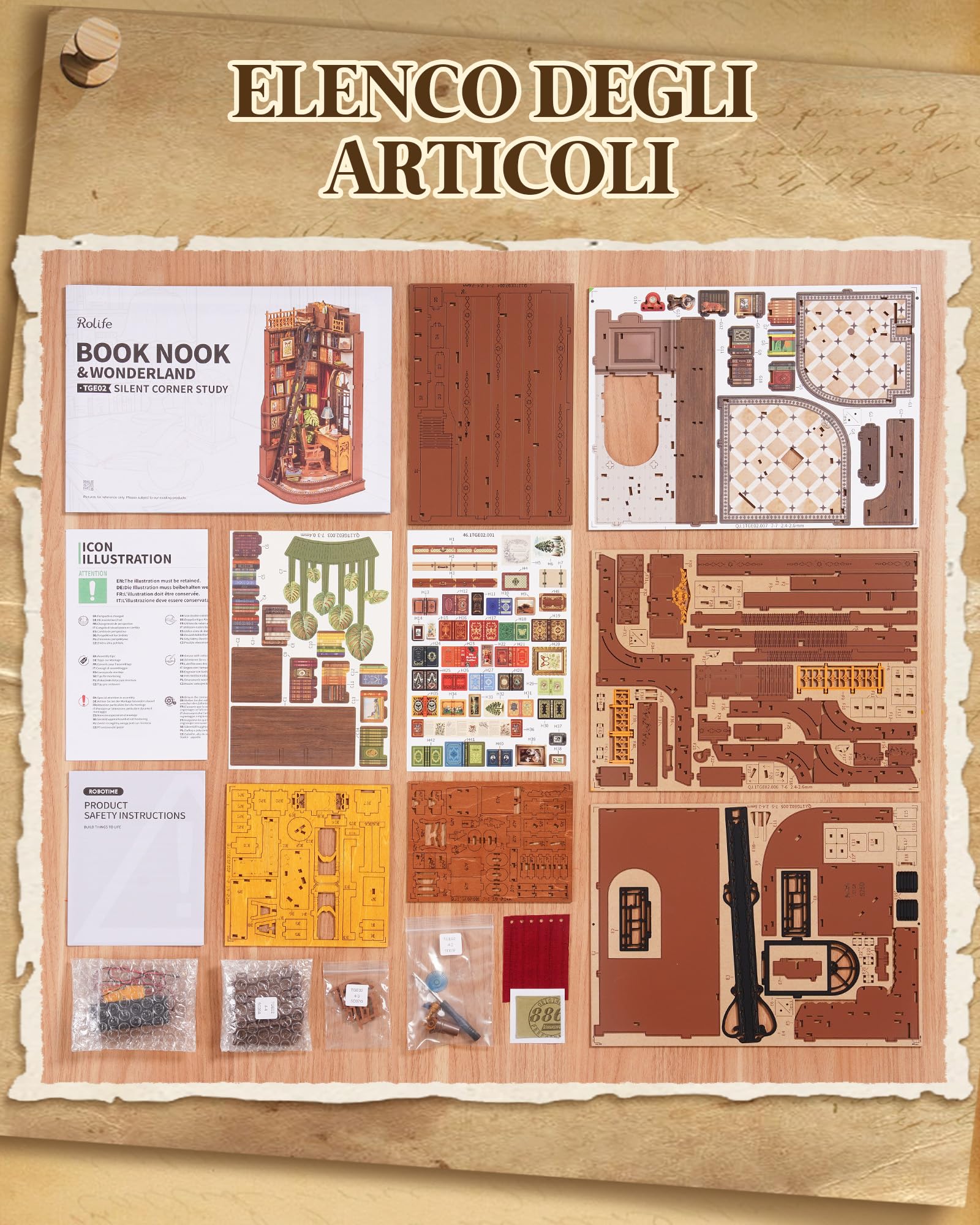 Rolife Book Nook Studio D'angolo Silenzioso Europeo Casa Delle Bambole Booknook Kit Casa Miniatura DIY per Adulti da Costruire Regalo di Natale e Compleanno Decorazione Mensola Libri Kit Diorama