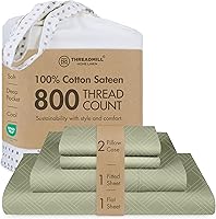 Vista 32 de Threadmill Sábanas para Cama Individual – 800 Número de Hilos Jacquard Celine Gris Oscuro, 100% Algodón Natural Juego de Cama de 3 Piezas a Rayas