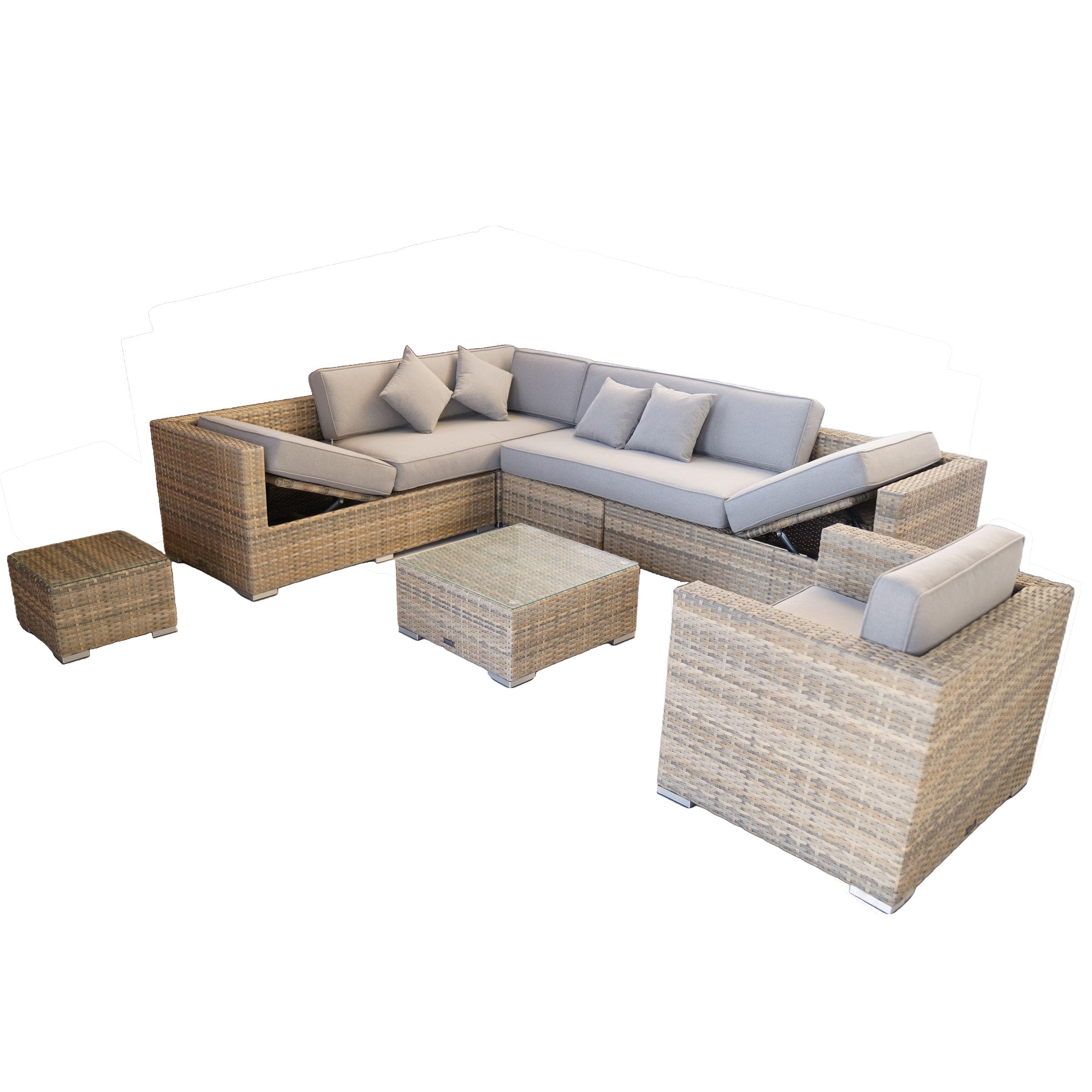 Ragnarök-Möbeldesign PolyRattan Lounge DEUTSCHE Marke - EIGNENE Produktion - 8 Jahre GARANTIE auf UV-Beständigkeit