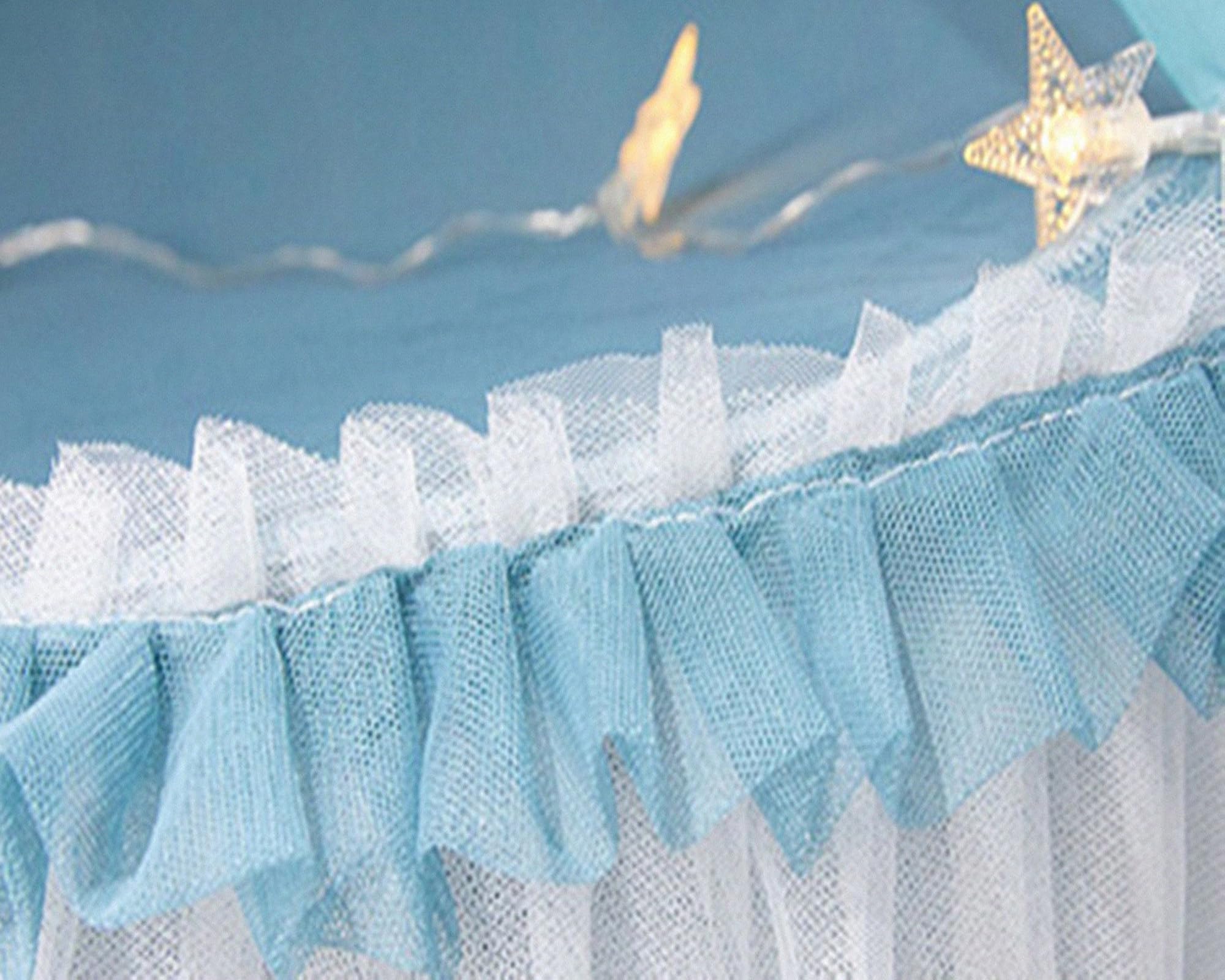 Dosel de Cama Princesa para niñas Cortina de Dosel Doble Capa de Malla Transparente Cúpula de Cortina de Cama de Encaje Redonda Mosquitera de Princesa Tienda para decoración(Azul/Blanco)