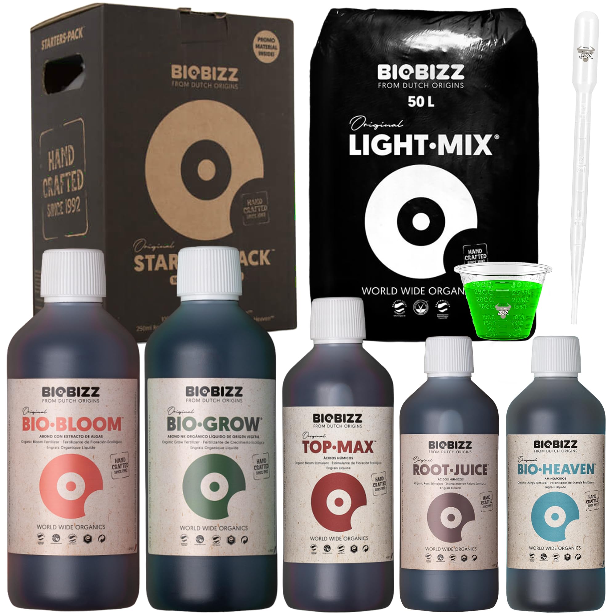 Biobizz Lightmix 50L mit Starters Pack – Komplettset mit 5 organischen Grow Düngern – Optimale Basis für Indoor Grow