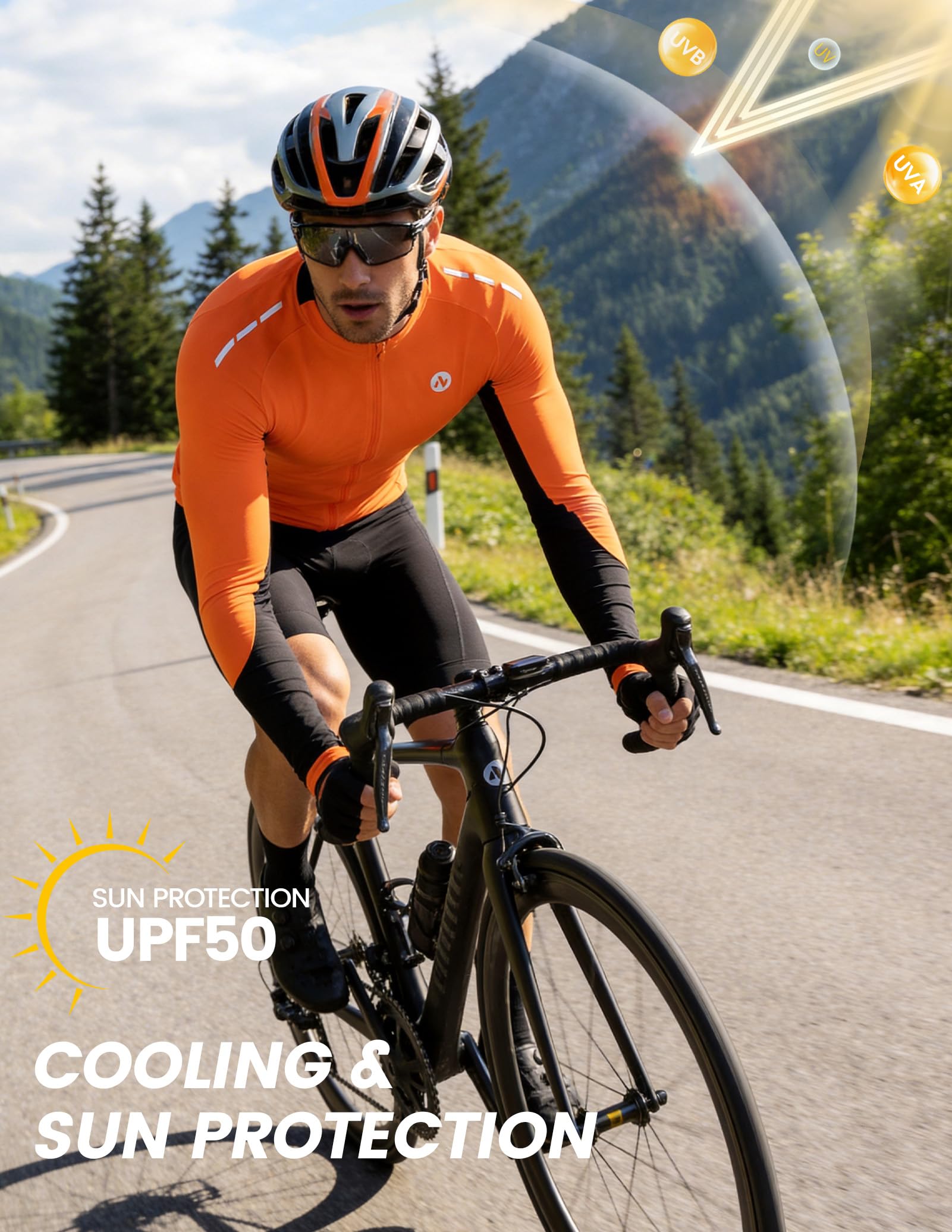 Nepest - Camiseta de ciclismo para hombre, larga duración, transpirable, cómoda, secado rápido, bicicleta apta para bicicleta de montaña y carretera