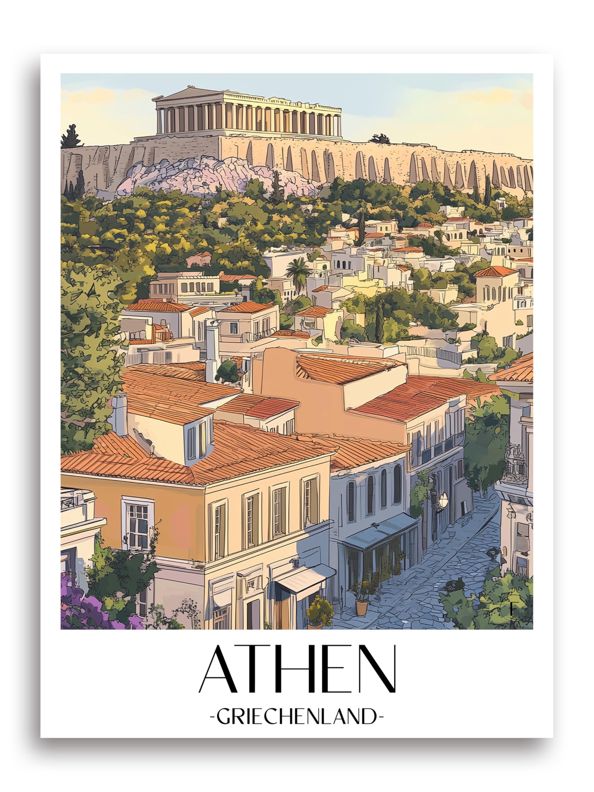 Poster Athènes Acropole Grèce impression d'art tableau mural A2