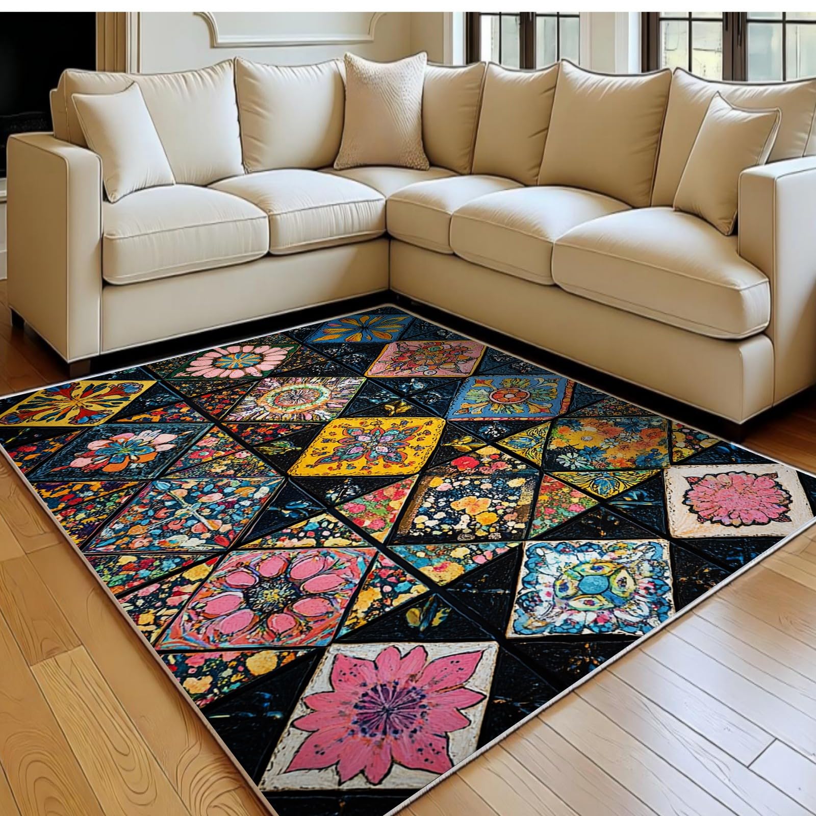 Tapis doux antidérapant 160 x 230 cm pour sécuriser le sol glissant du salon