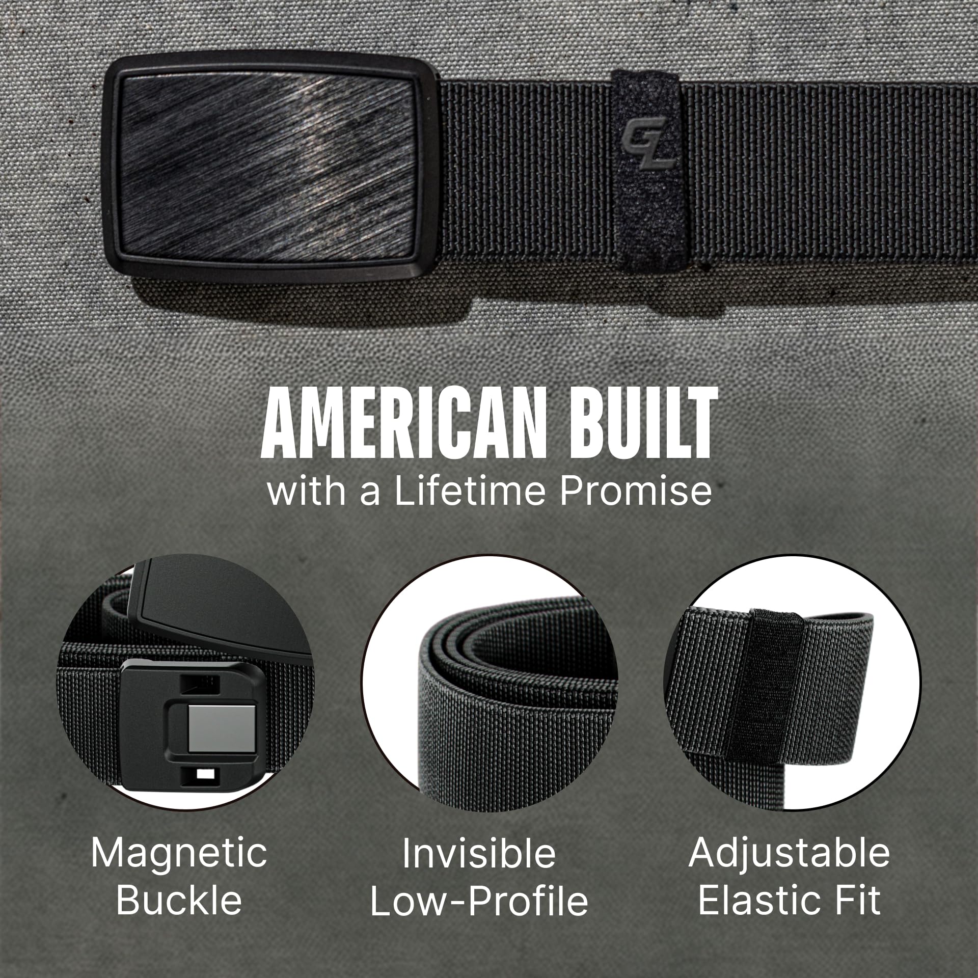 Groove Life Groove Belt Low Profile - Herren Kleid Gürtel - Stretch Nylon, Magentic Schnalle, verstellbar, bequem, EDC