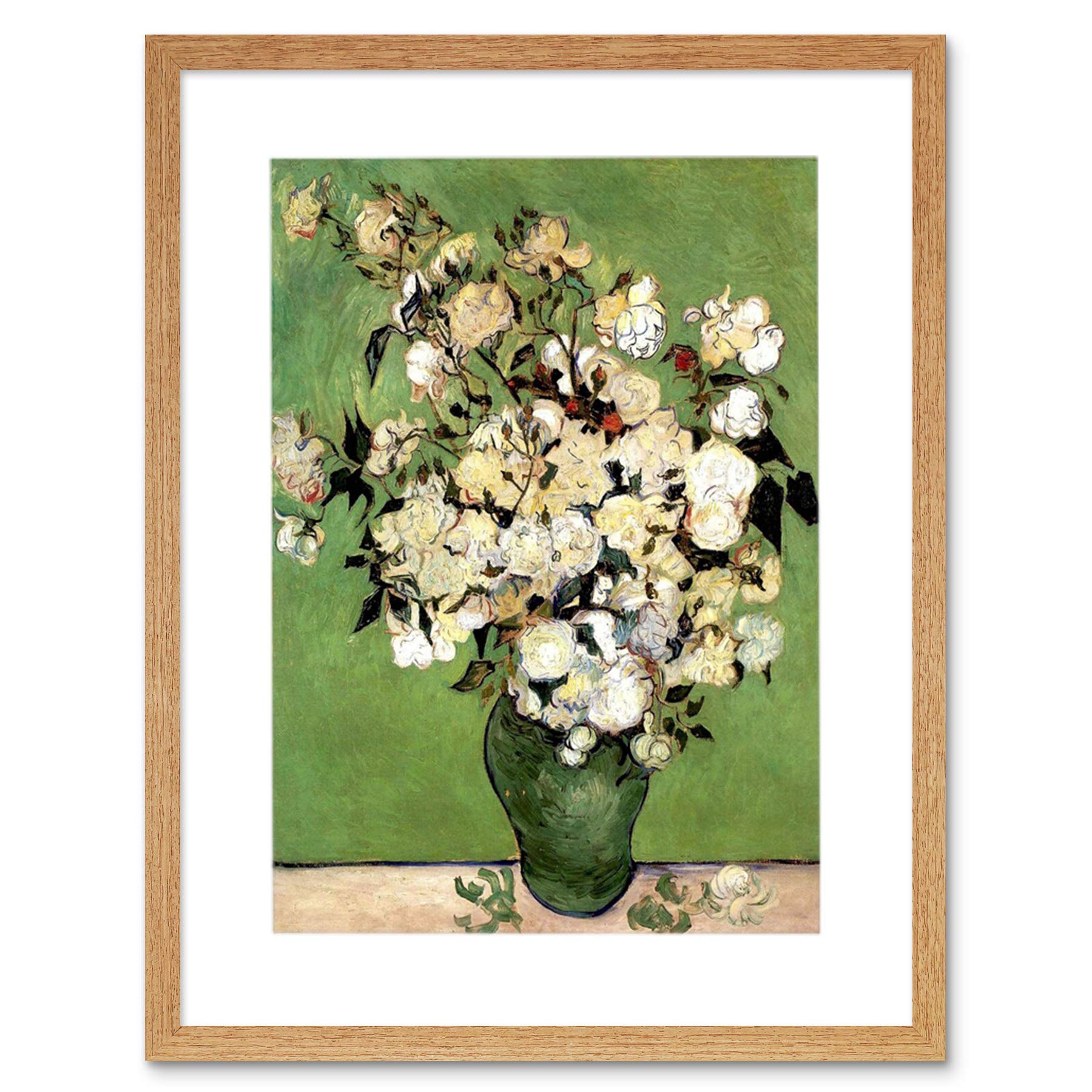 Wee Blue Coo Van Gogh Vase Of Roses 1890 Painting Art Wood Frame Picture Poster Art F12X1609