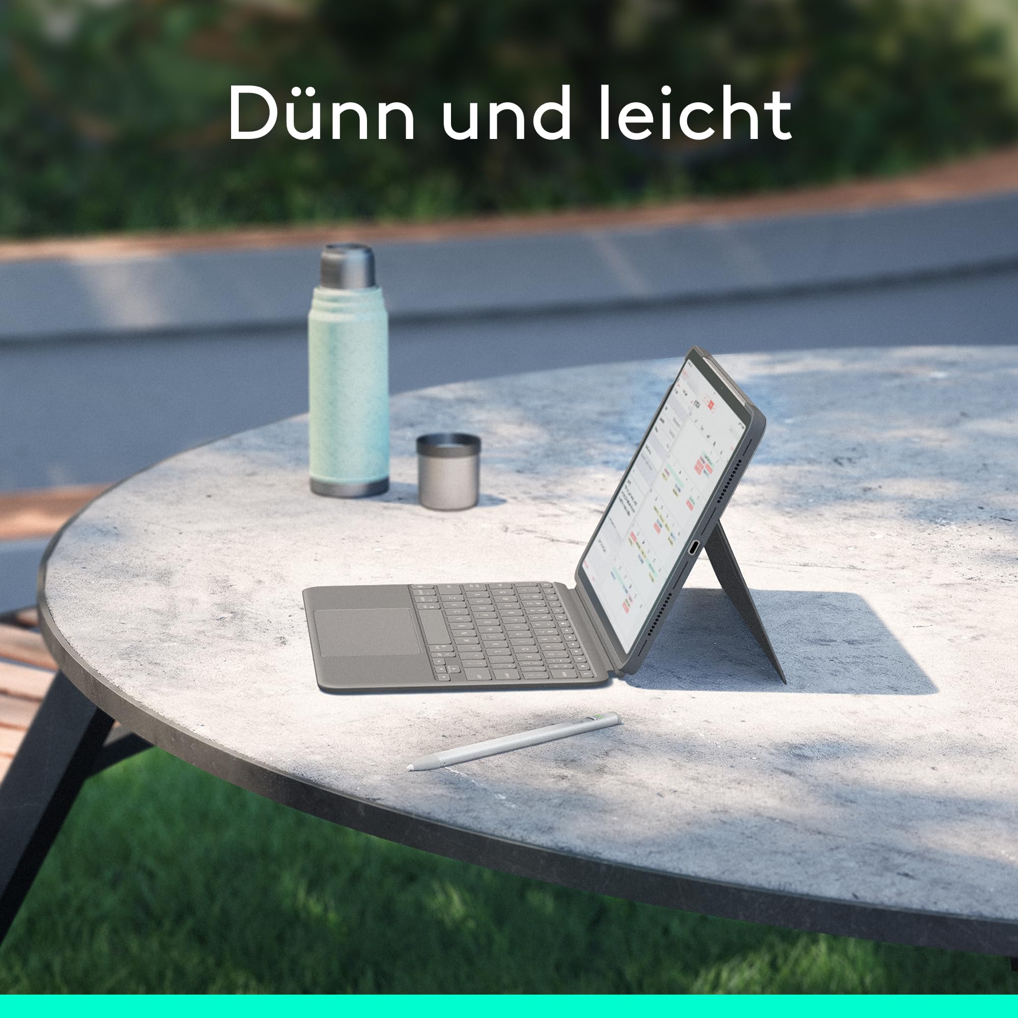 Logitech Combo Touch Tastatur-Case für iPad Air 11 Zoll (M2, M3, M4), abnehmbare Tastatur mit Hintergrundbeleuchtung, Deutsches QWERTZ-Layout, Grau