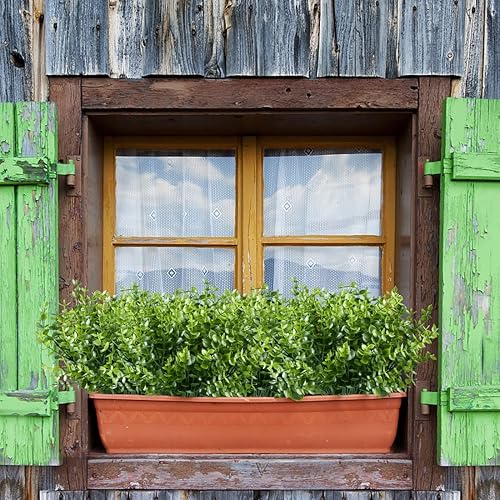Miniatura 4 de JOYGAR 8 paquetes de plantas artificiales de eucalipto, arbustos de boj falsos, resistentes a los rayos UV, no se decolora, vegetación sintética