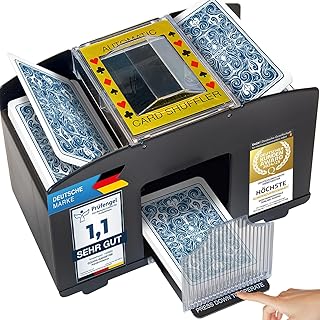 Elektrischer Kartenmischer Automatische XXL Karten-Mischmaschine für 4 Decks; Batteriebetrieben für sämtliche Spielkarten bis 90 mm