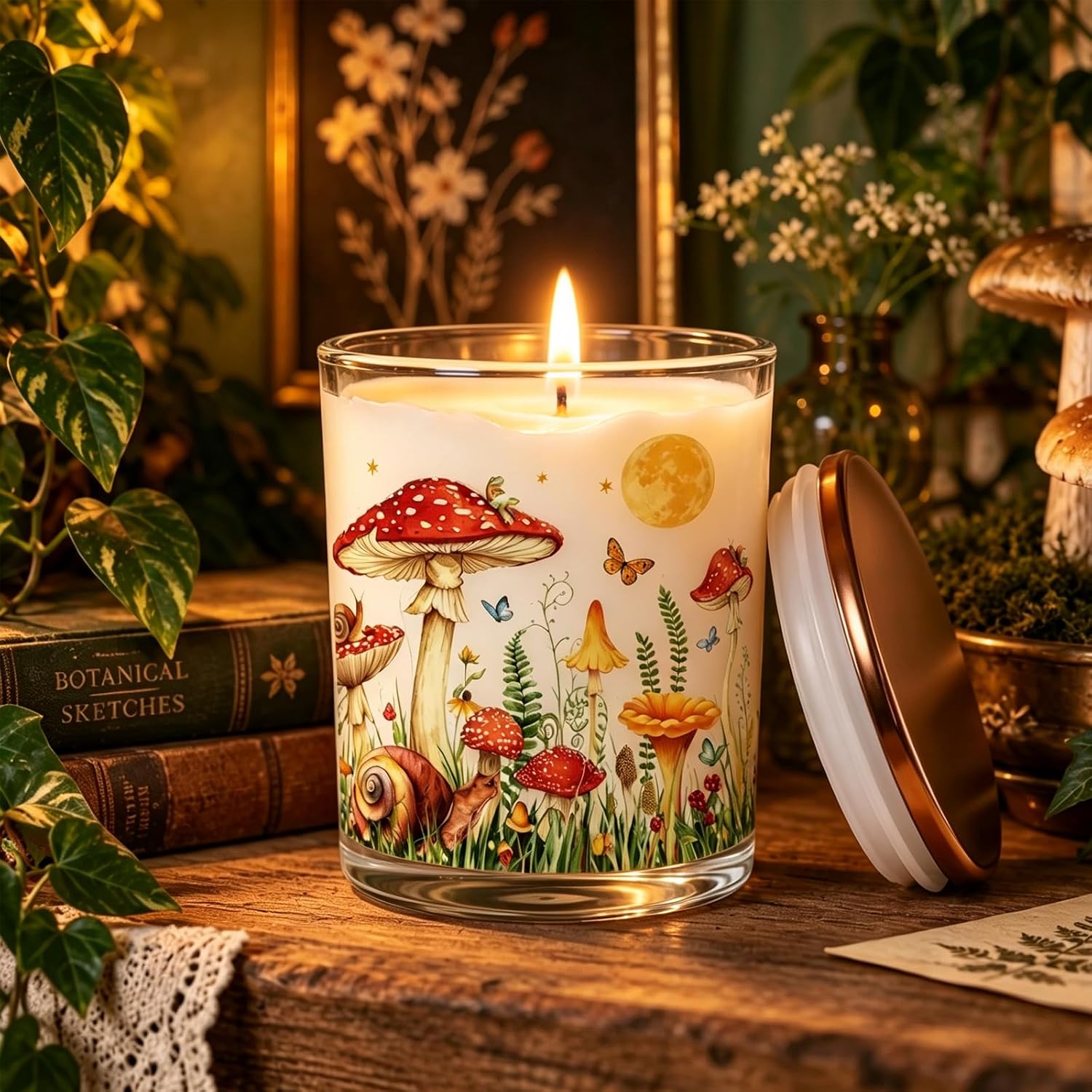 Whaline 12Pcs Halloween Empty Candle Jars with Lids