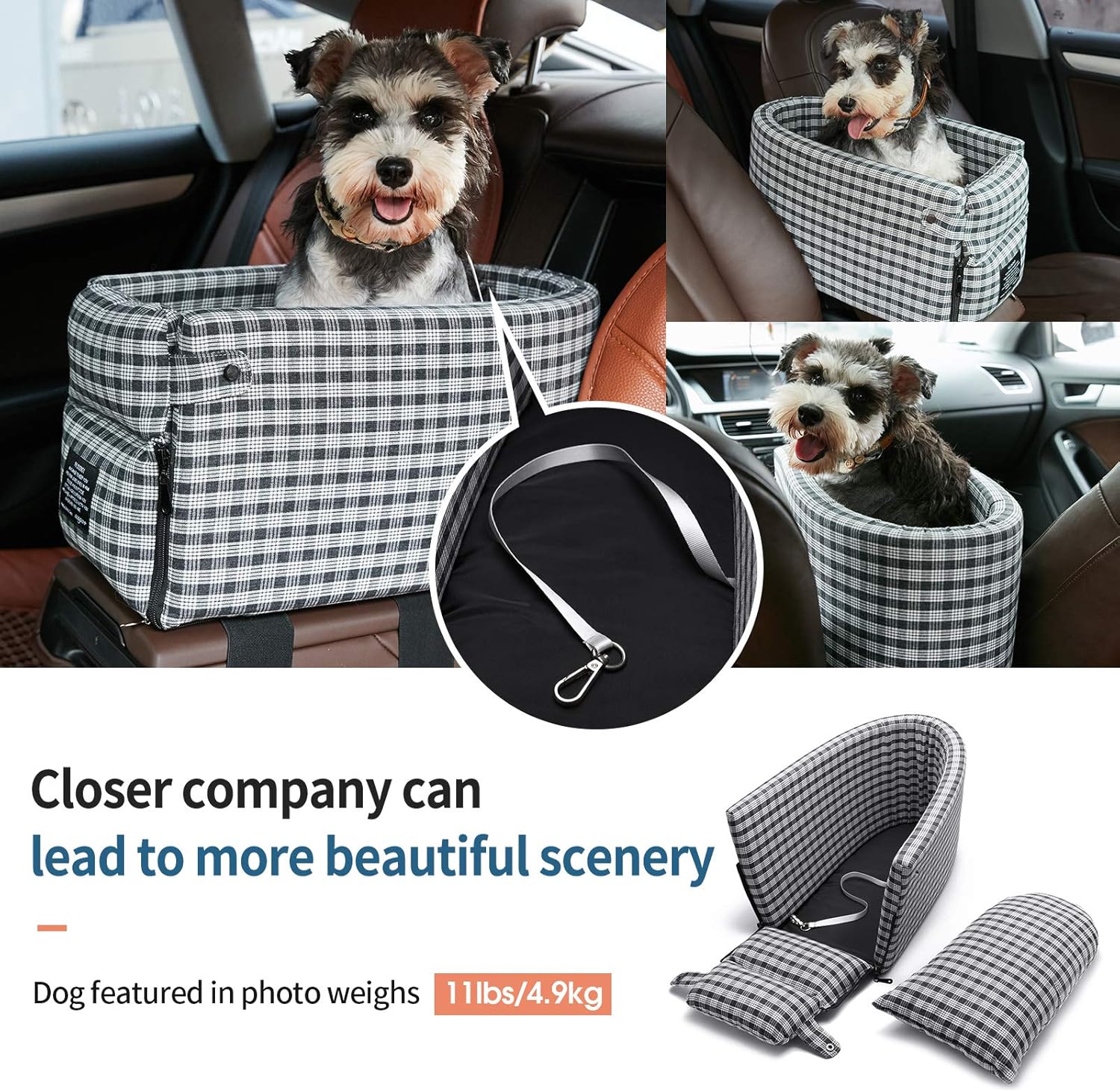DOTOUUD Small Dog Cat Booster Seat ON Car Armrest Perfect for Small Pets | Included Safety Tethers Included | Suitable for Most Car Deluxe Deluxe Interactive Pet Seat（Single Door armrest） : Pet Supplies