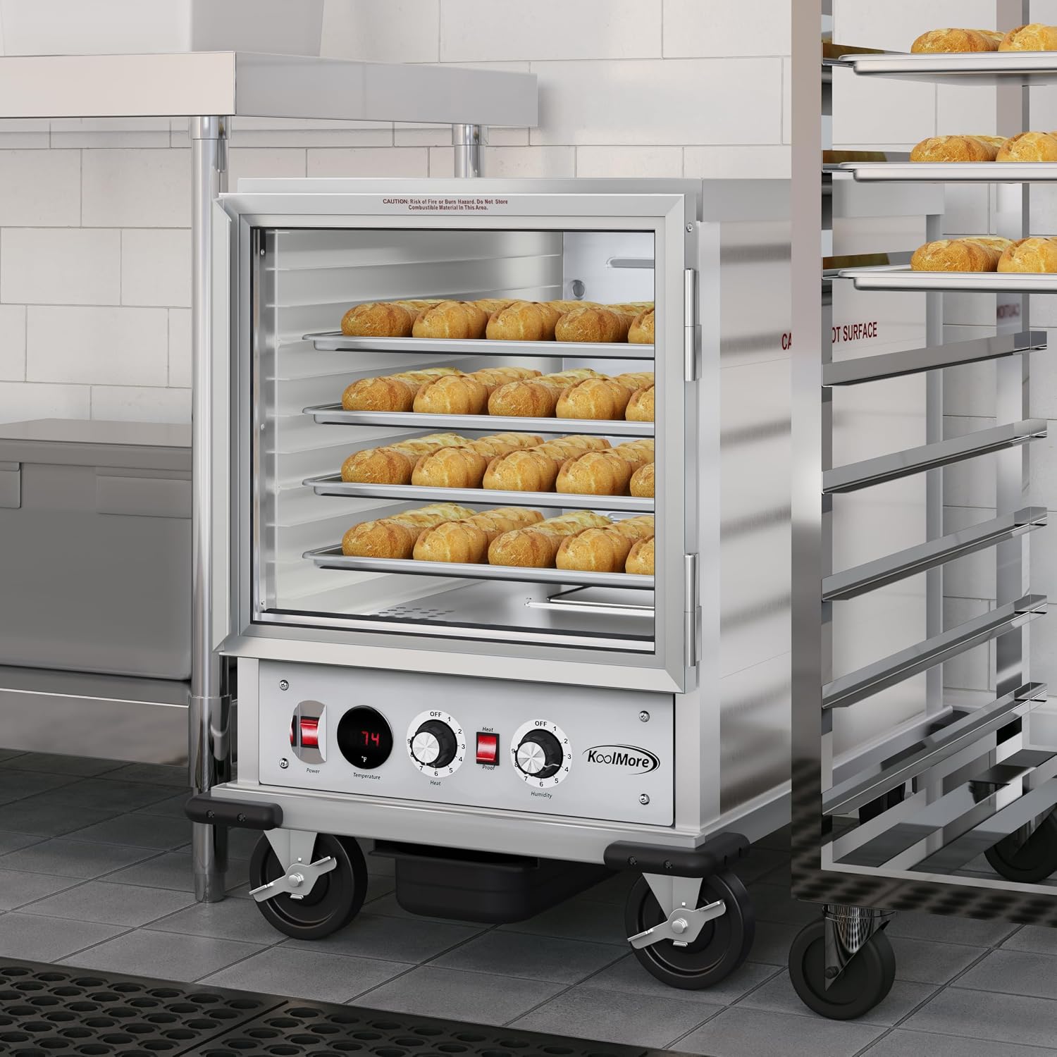 KoolMore 33 in. Commercial Insulated Half-Size Heated Holding/Proofing Cabinet with 12-Pan Capacity and Glass Door in Silver, UL and NSF Listed (KM-CHP12-SIGL)