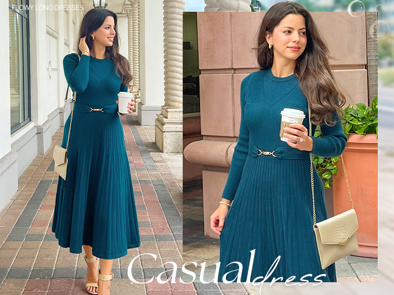 winter midi dress female ZESICA Womens Fall Long Sleeve Pleated Sweater Dresses Apricot S Size:6 Petite Curve used or altered in LowStock:43614406049843 Black Tulle Ball Gowns