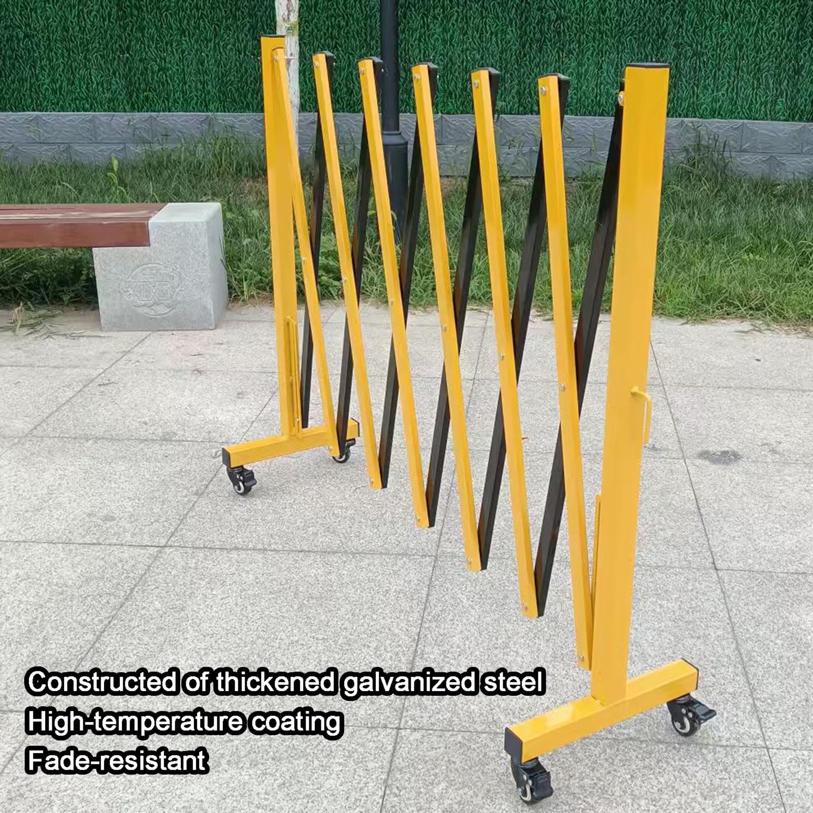 Einziehbares, faltbares Sicherheitstor, ausziehbare Akkordeon-Absperrung für den Außenbereich, verbindbare Verkehrsbarriere mit Rollen (80 x 100 cm / 31,5 x 39,4 Zoll)
