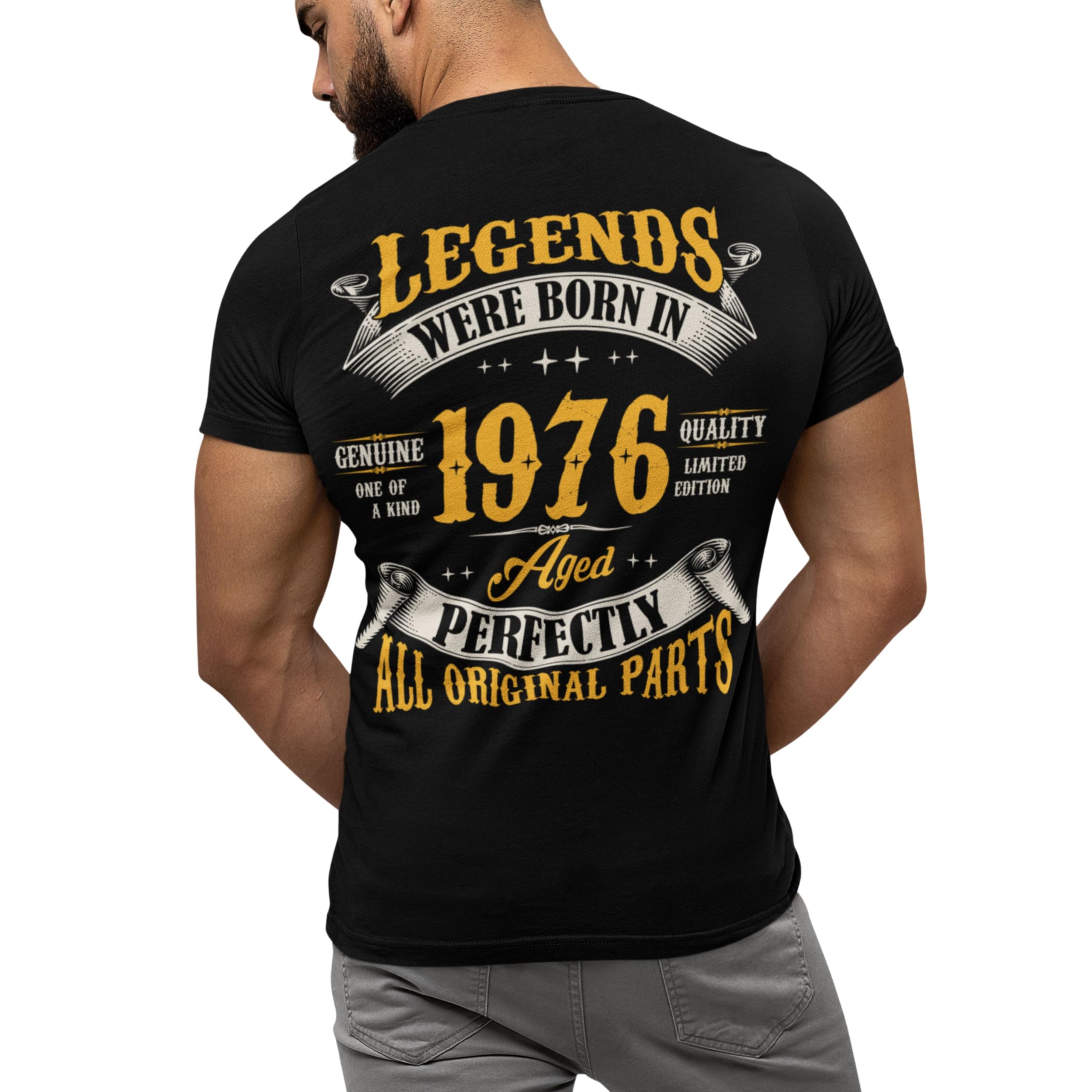 Birthday Shirt for Men, Legends were Born in 19XX, XX Years Old Mens Vintage T Shirts Left Chest & Full Back Print