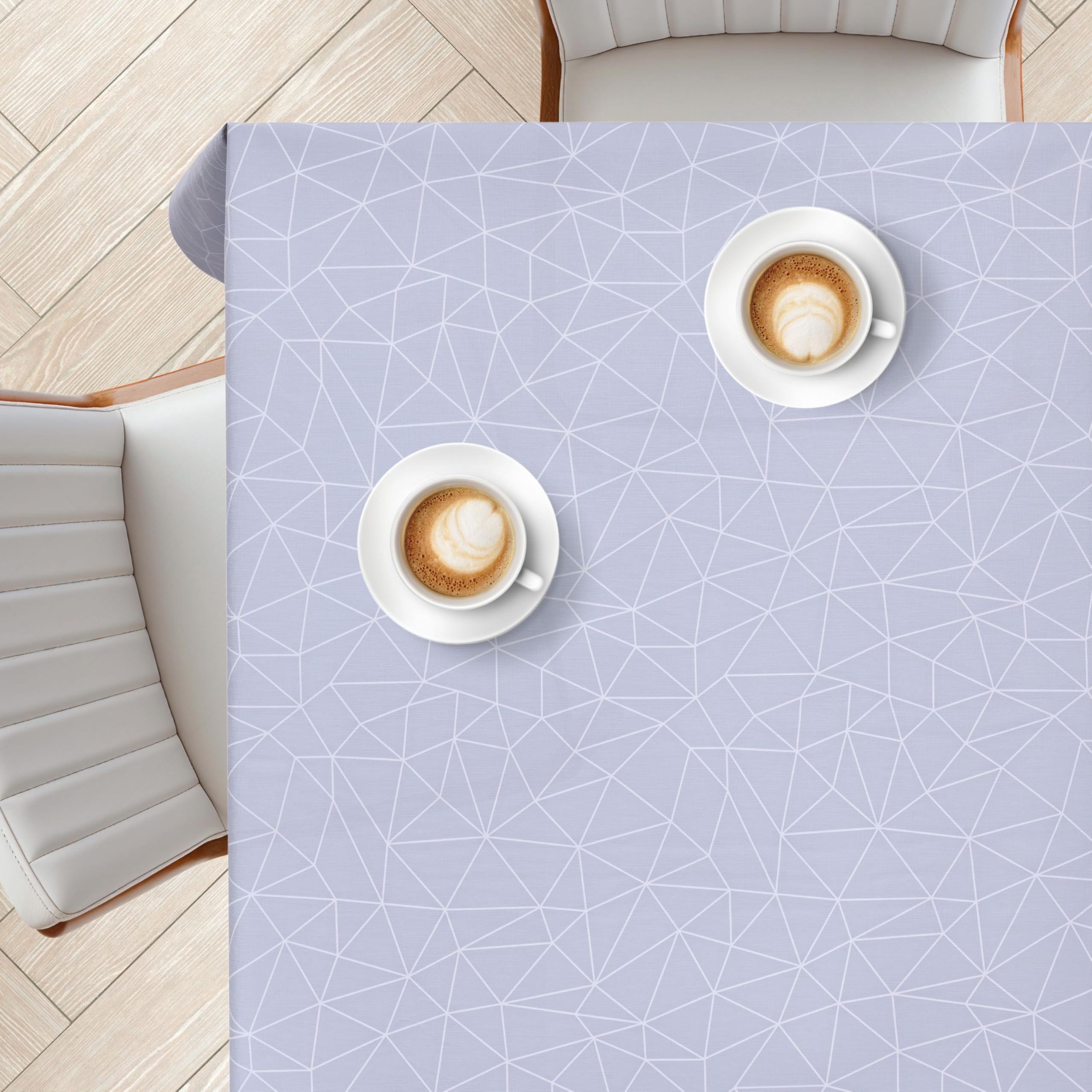 KP HOME Grey PVC Table Cloth Wipe Clean Tablecloth with Symmetry Geo Lines - Rectangular 78.7"x 55.1" - 200x140 cm Waterproof and Wipeable Plastic Table Cover With Classy Plain Shapes Vinyl Oilcloth