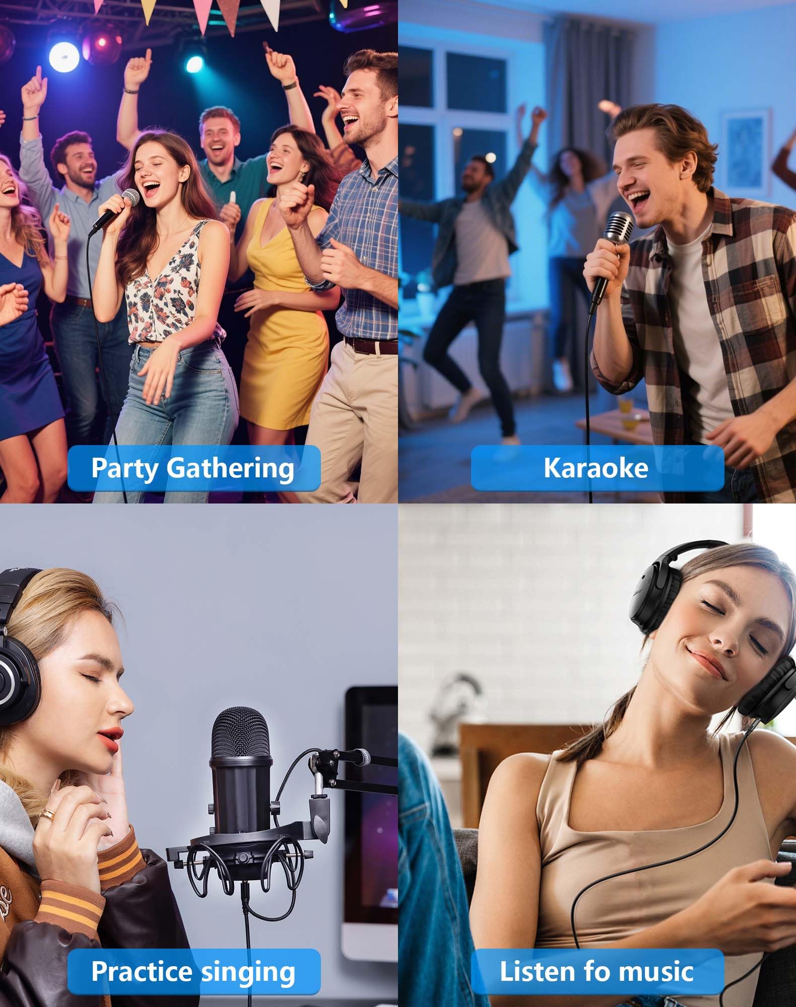 CERRXIAN Mixer audio per karaoke, doppio ingresso microfono con controllo dell'eco, compatibile con TV, computer, smartphone e tablet, per karaoke a casa