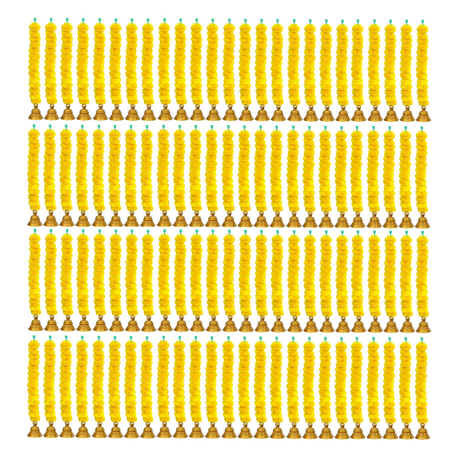 iHandikart Artificial Fluffy Marigold Garland with Golden Bell in The Bottom Used for Diwali Decorations, Colour Yellow, Pack of 100 (HV31594) (B0BJKJ2271) Amazon Price History, Amazon Price Tracker