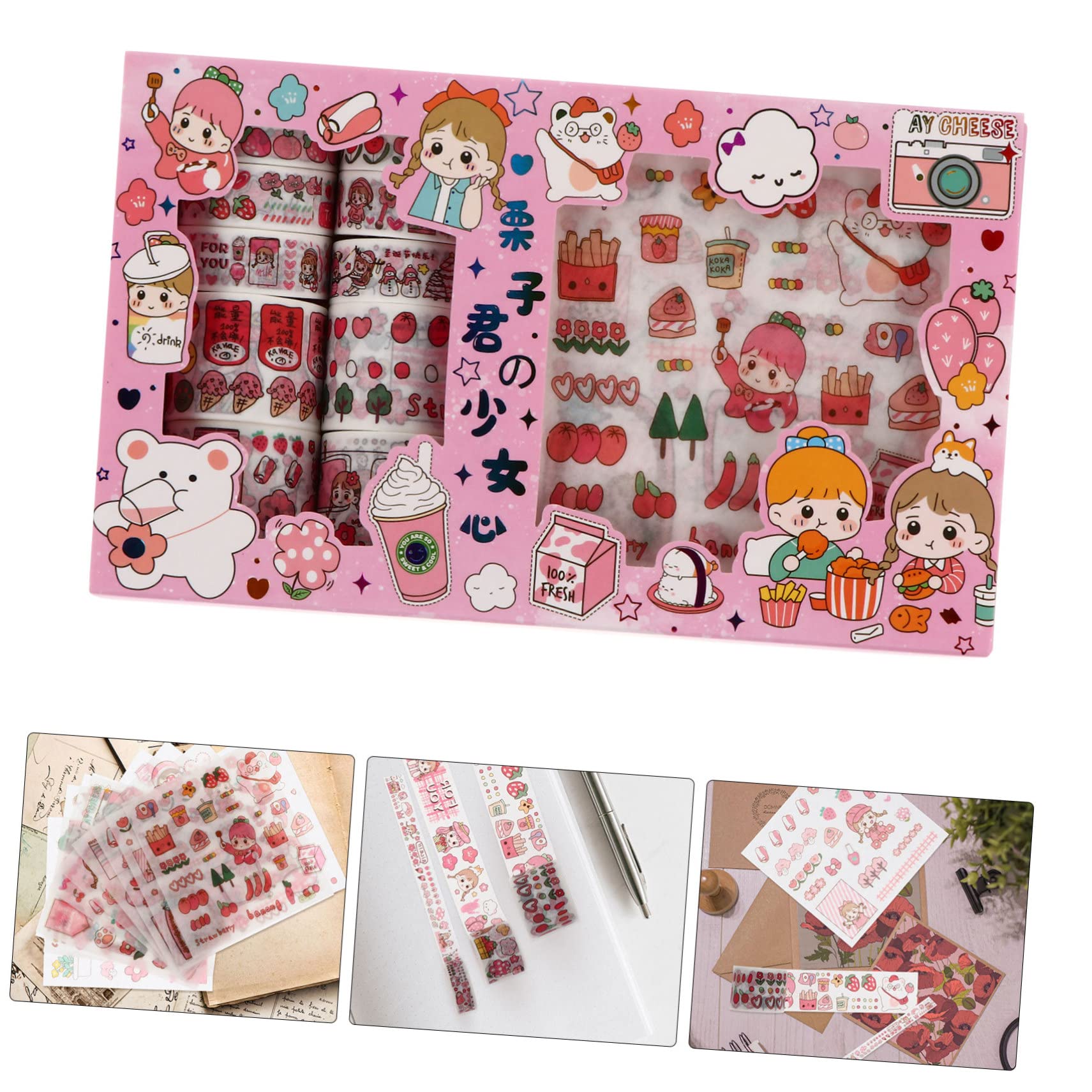 EXCEART 3sets Adesivi Washi Decorativi Per Scrapbooking Di Nastro Autoadesivo Con Motivi Carini Cancelleria Creativa Per Album e Progetti Fai Te