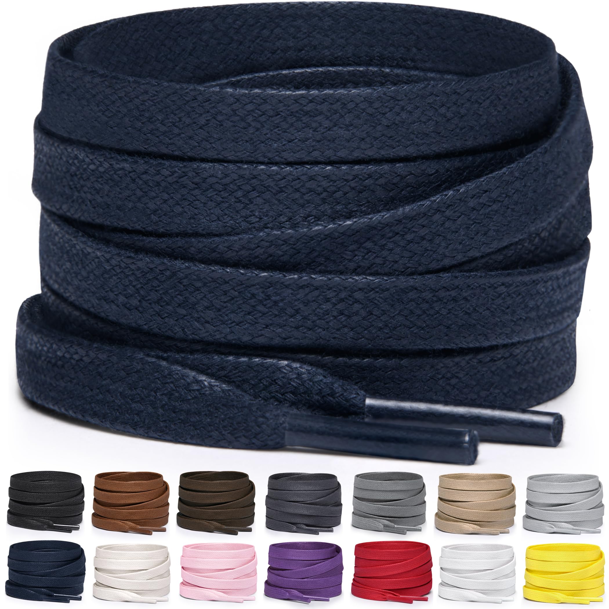 Miscly Flat Waxed Cotton Shoe Laces for Boots, Sneakers, and Shoes – Multiple Lengths and Colors Available