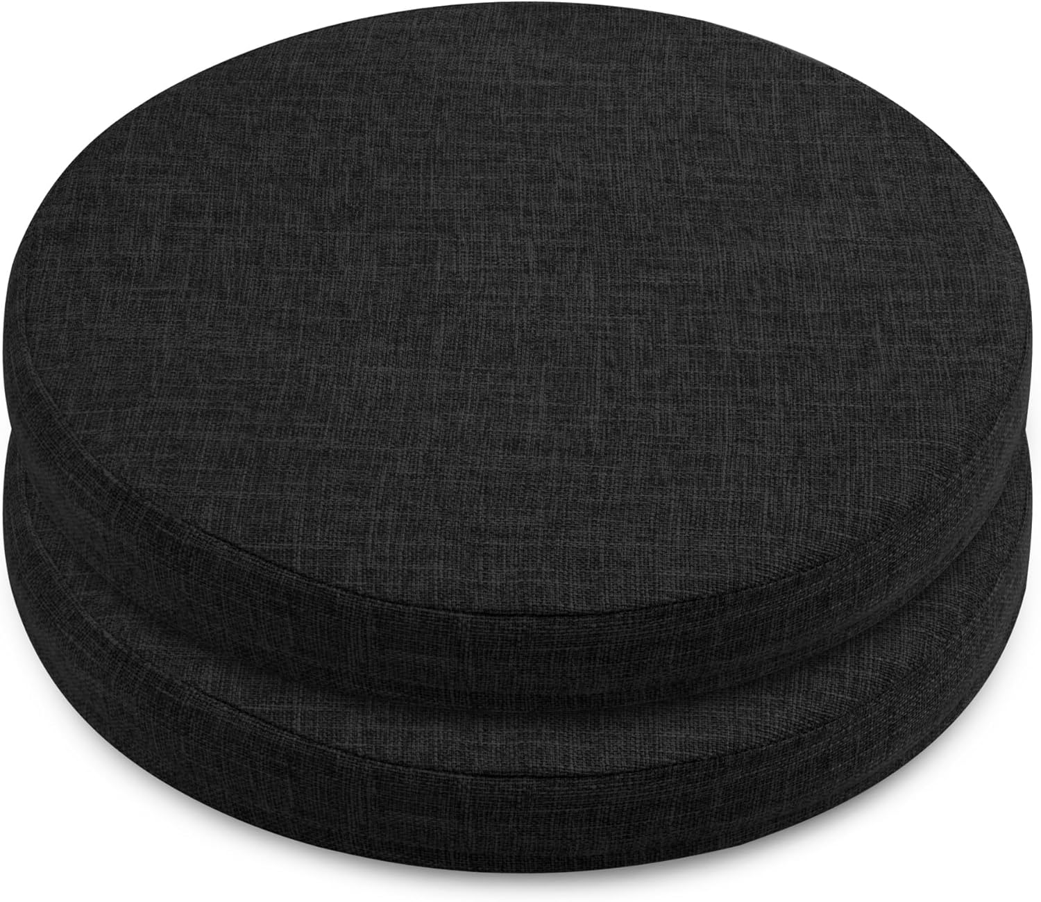 ELFJOY Round Chair Cushions for Dining Chairs Non Slip High-Resilience Foam Chair Pads 2" Thick Seat Cushions for Kitchen Chairs Set of 2 16" Black