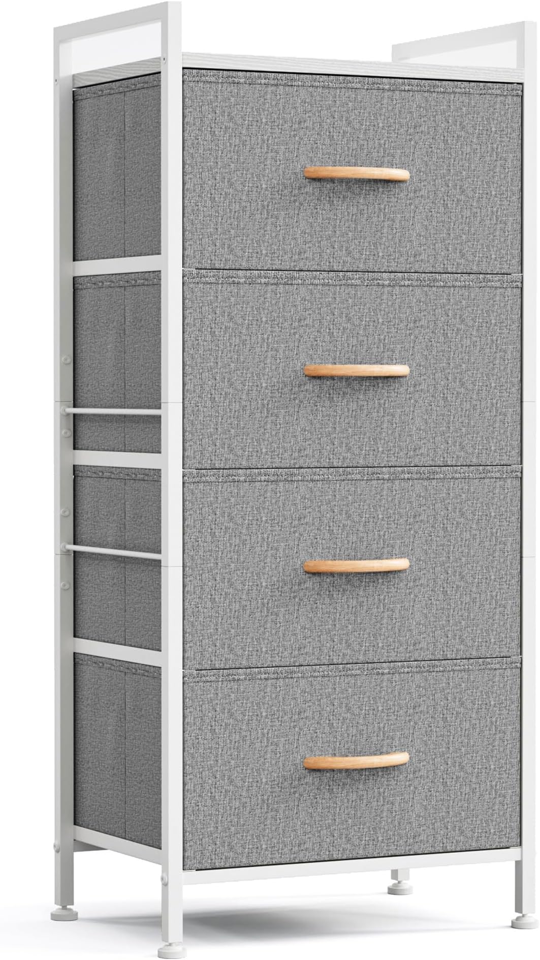 Dresser for Bedroom with 4 Drawers, Tall Dressers Storage Drawers, Tower Organizer Unit for Hallway, Entryway, Closets, Sturdy Steel Frame, Wood Top