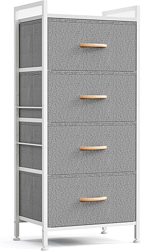 LINSY HOME Cómoda para dormitorio con 4 cajones, cajones de almacenamiento altos, unidad organizadora de torre para pasillo, entrada, armarios,