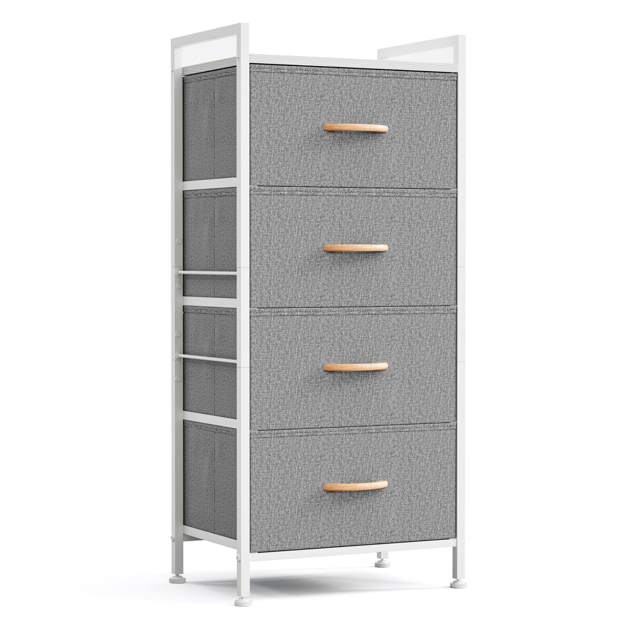 LINSY HOMEDresser for Bedroom with 4 Drawers, Tall Dressers Storage Drawers, Tower Organizer Unit for Hallway, Entryway, Closets, Sturdy Steel Frame, Wood Top