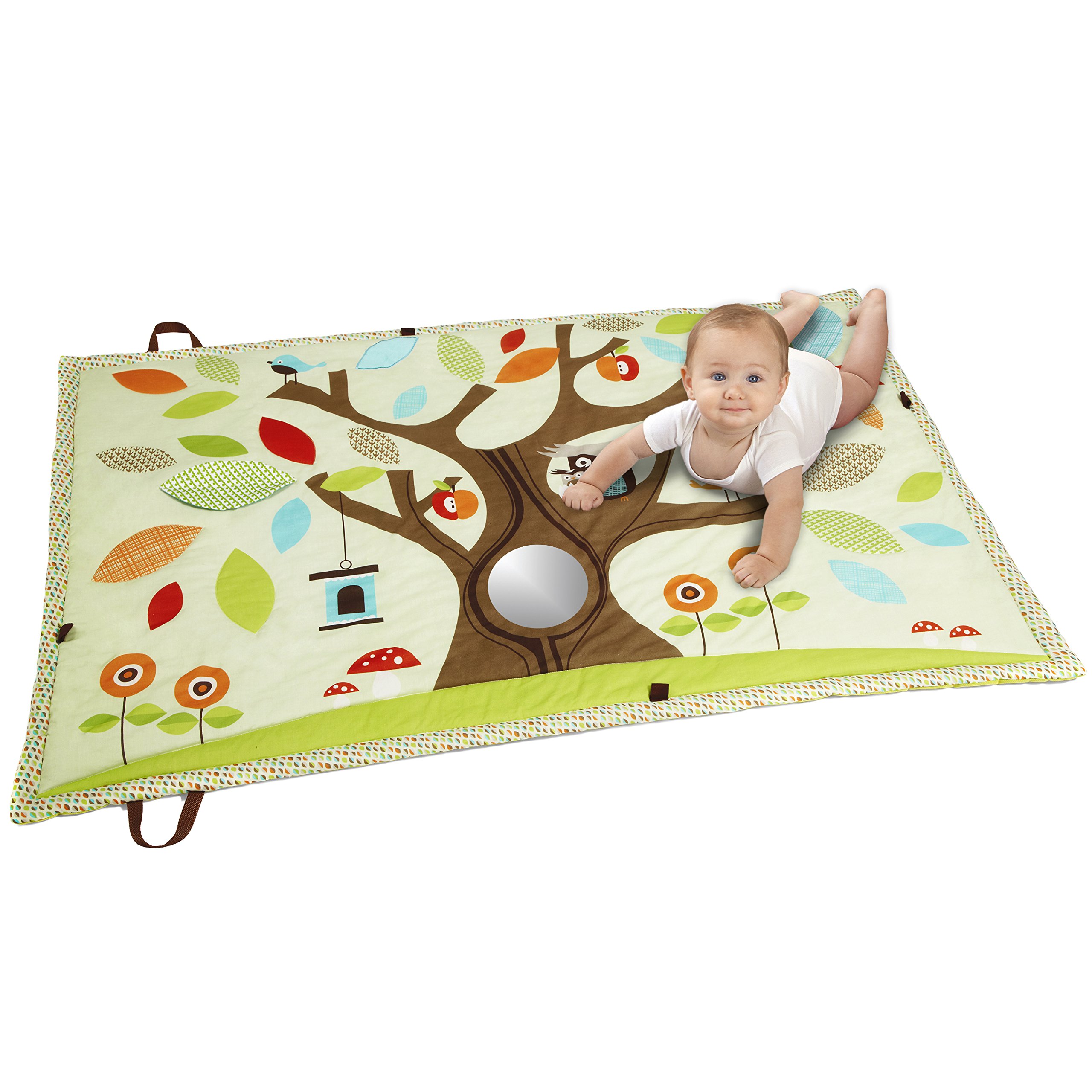 Skip Hop - Tapis d'Éveil et de Jeux Bébé Forêt Treetop - Tapis Bébé dès la Naissance 150 x 100 cm Adapté Pour 2 Bébé - Tapis de Jeu et d'Éveil Avec Poignée,Textures, Motifs, Miroir & Sons