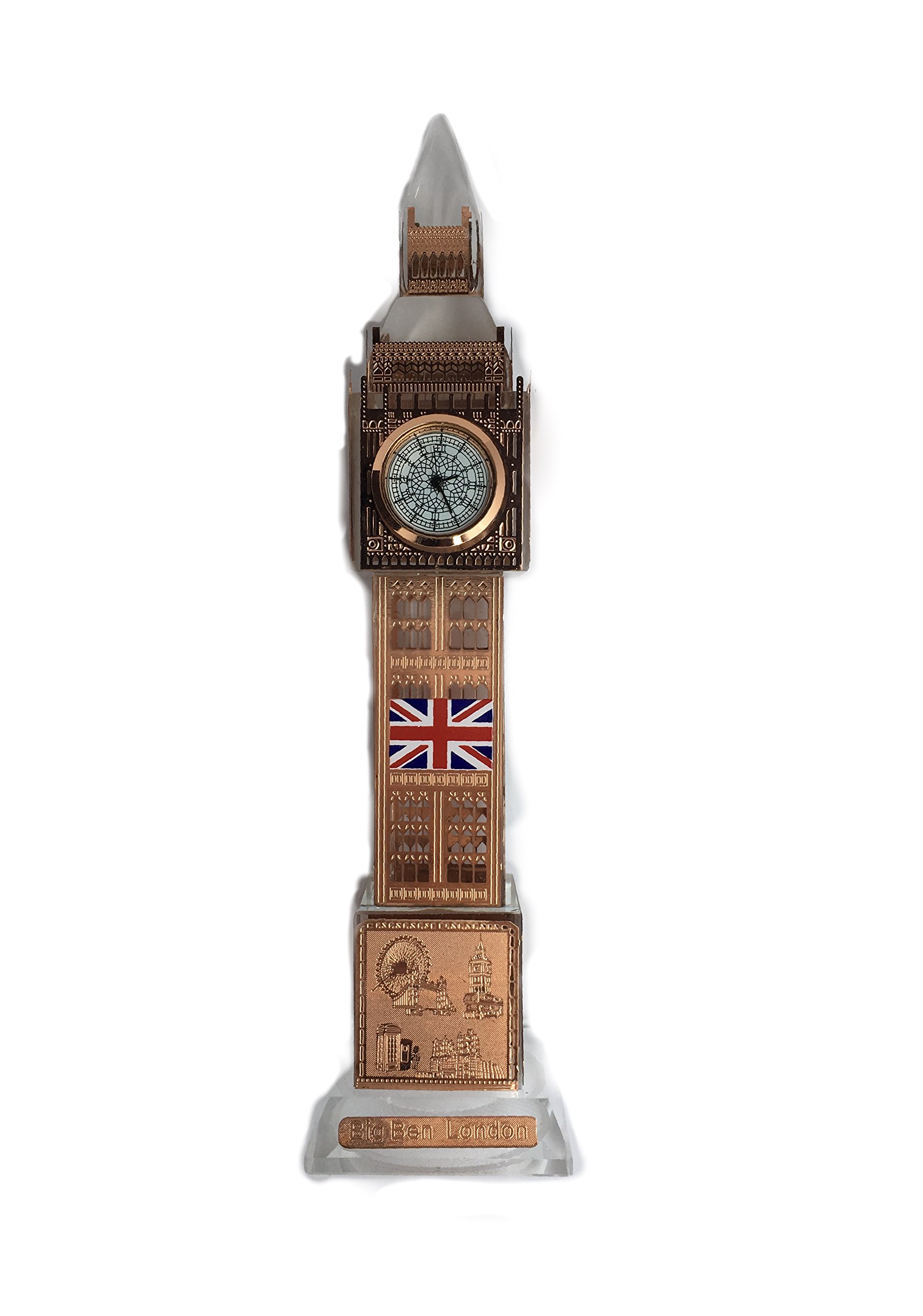 Homeelabador Rose Gold London Big Ben Souvenir Tower Clock With Changing Lights 19 Cm Height Uk British Collectable Display Elegant Home & Office Décor