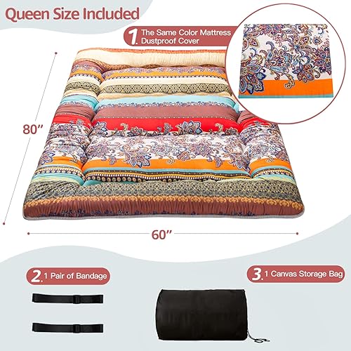 Miniatura 364 de Colchón futón japonés de piso gris constelación, de piso tatami, portátil, para acampar, para niños, sofá cama plegable enrollable con protector de