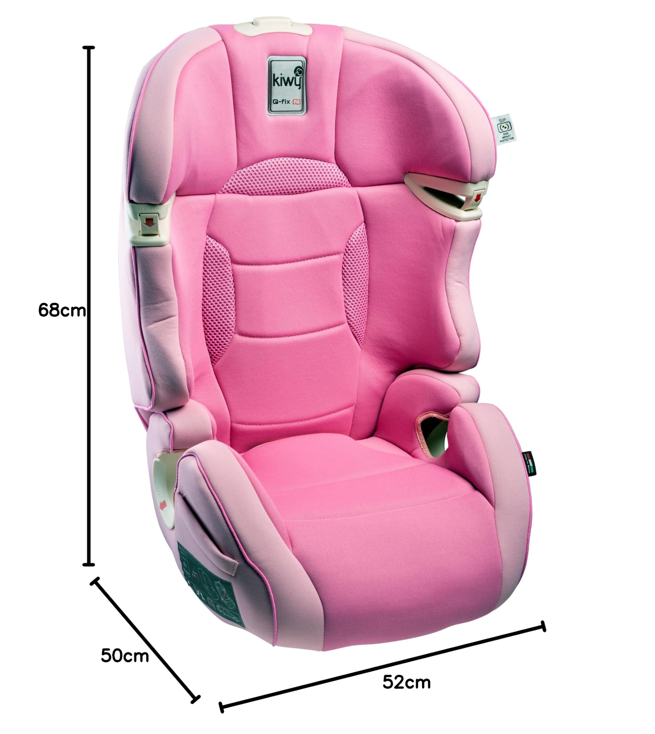 Kiwy 14003KW07B fotelik samochodowy dla dzieci SLF23 z adapterem Q-Fix do Isofix, grupa 2/3, 15-36 kg, candy pink
