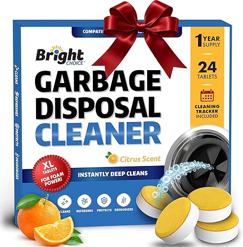 Tabletas limpiadoras y desodorizantes para triturador de basura - Paquete de 24, tableta espumosa XL de cítricos para ambientador de fregadero de