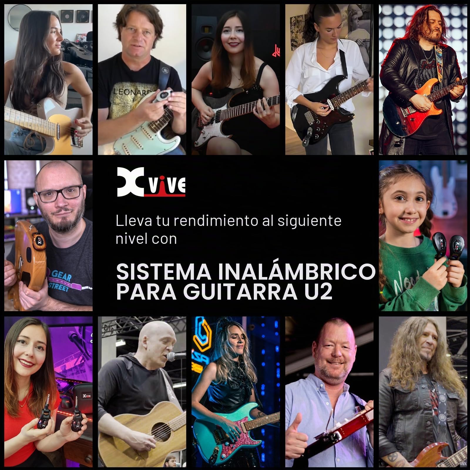 X-Vive U2 - Sistema inalámbrico de guitarra, color negro