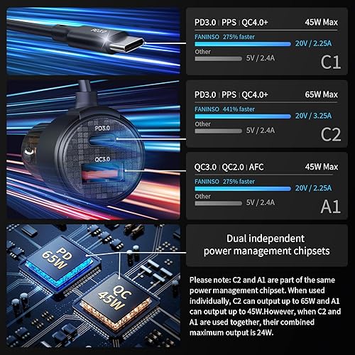 Miniatura 3 de Cargador de coche retráctil 3 en 1 de 110 W con cable tipo C, cuerpo compacto, adaptador de carga rápida USB C para iPhone 15 Pro MaxPlus1413, iPad,