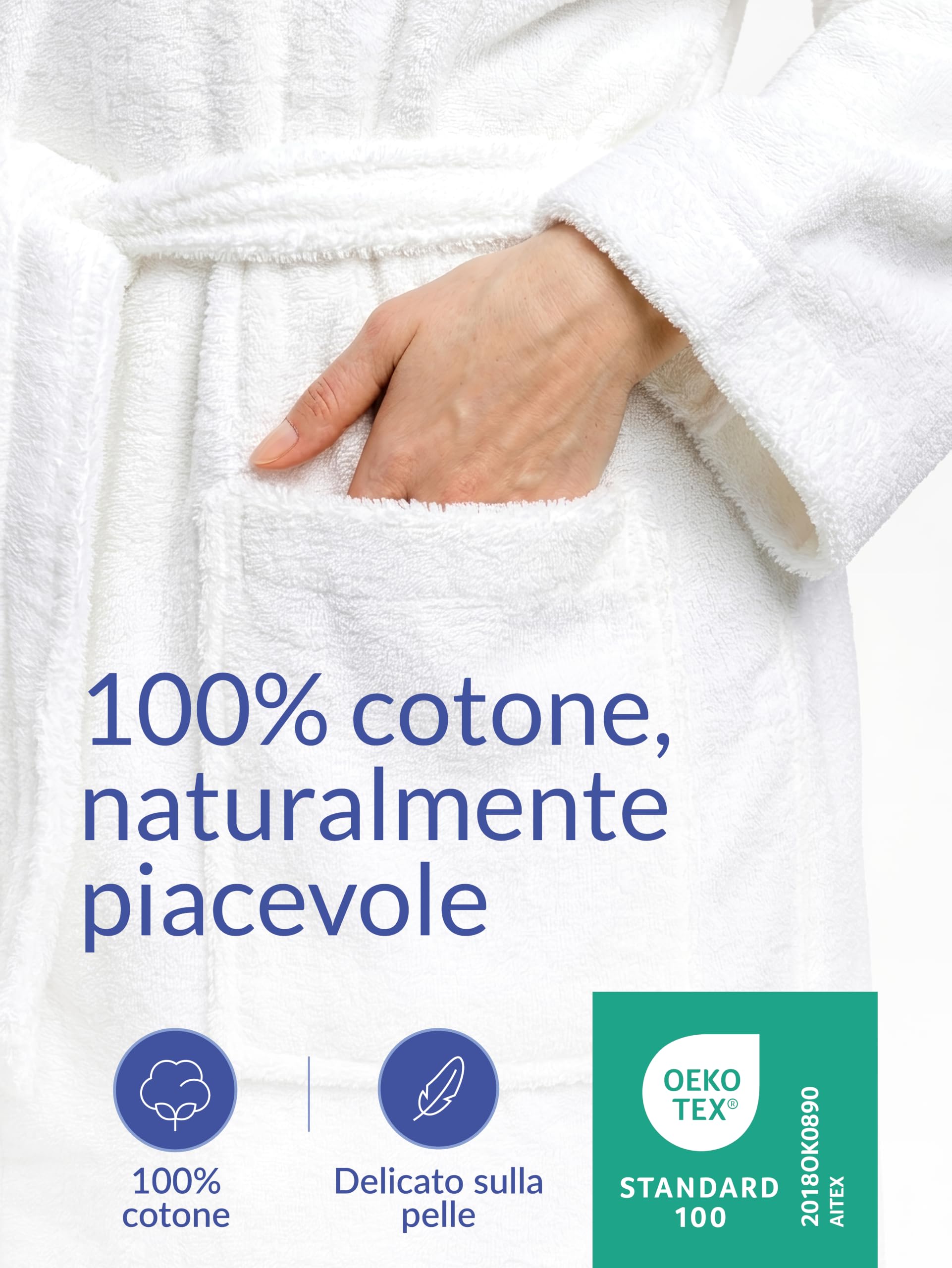 Twinzen Accappatoio Donna - 100% Cotone con Cappuccio