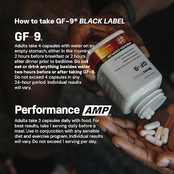GF-9 Black Label Advanced HGH Support for Men 45+ Clinically Studied Amino Acid Complex, Alpha-GPC, GLP-1 Pathway Support & Focus 210 Capsules
