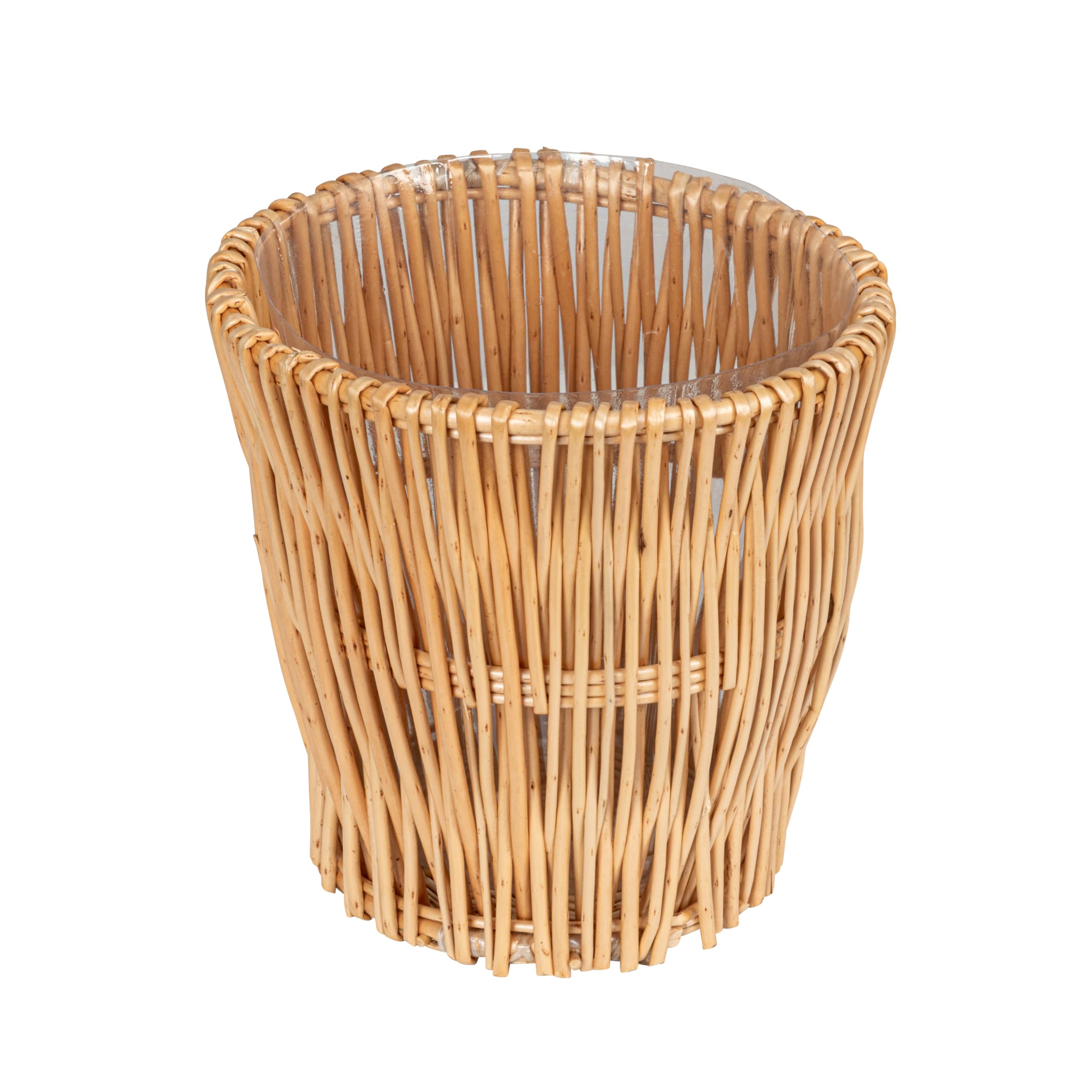 Household Essentials Small Reed Willow Waste Basket, Handwoven Basket with Removable Liner, Attractive Alternative to Plastic or Metal Cans, Natural