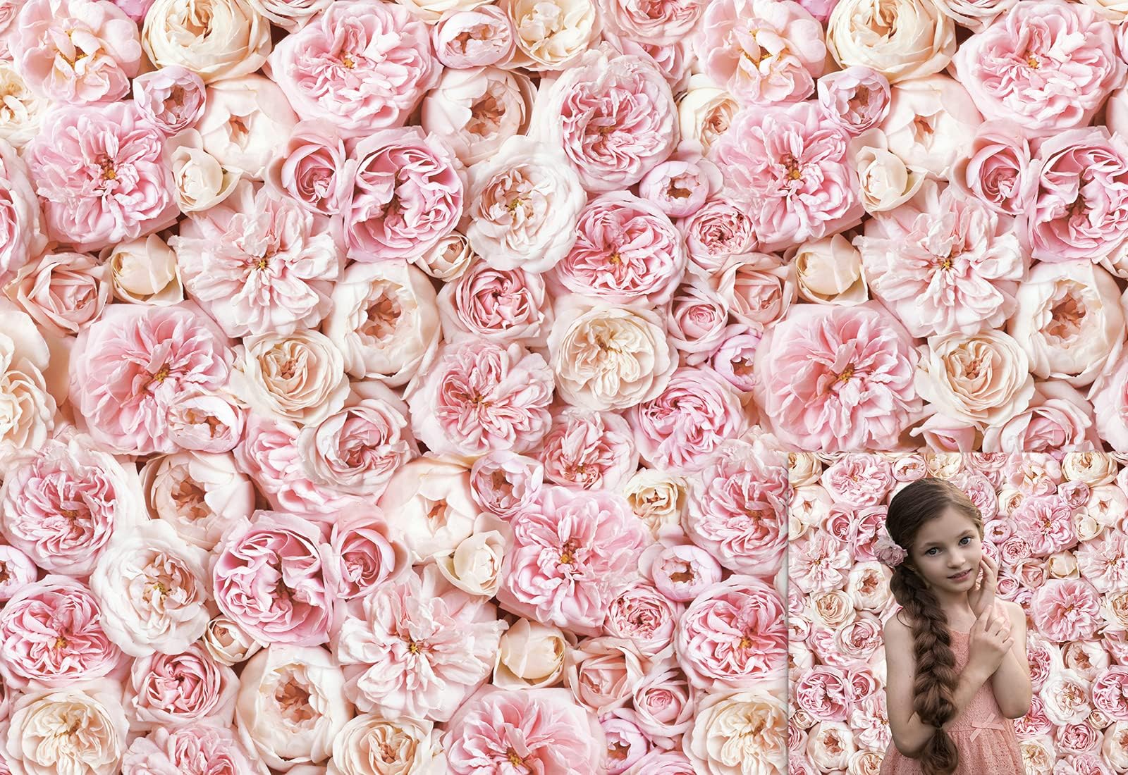Allenjoy Floral Backdrop for Photography Blush Rose Blooms Flower Photo Background Bridal Baby Shower Valentine's Day Wedding Lover Birthday Party Decoration Banner Photobooth Studio Prop 7x5ft