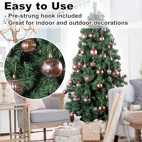 Vista 888 de 18 esferas medianas decorativas navideñas para árbol de Navidad, inastillables, para colgar, color púrpura, 2.5 pulgadas, paquete de 18