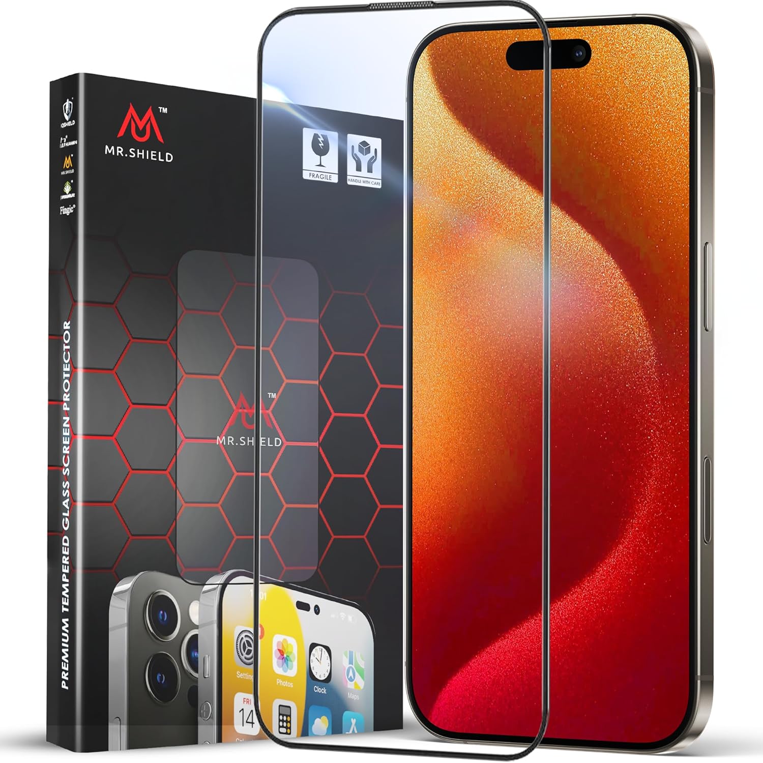 Mr.Shield Top-Notch HD+ Tempered Glass Screen Protector Guard Compatible for iPhone 15 Pro, 9H Hardness, Anti-Static, Case-Friendly, Easy Installation Kit – 1 Pack Mr.Shield Top-Notch HD+ Tempered Glass Screen Protector Guard Compatible for iPhone 15 Pro, 9H Hardness, Anti-Static, Case-Friendly, Easy Installation Kit – 1 Pack
