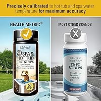 Vista 3 de Tiras de prueba para spa y bañera de hidromasaje, kit de tiras de prueba química de 5 vías para cloro, bromo y spas y bañeras - Calibrado para agua