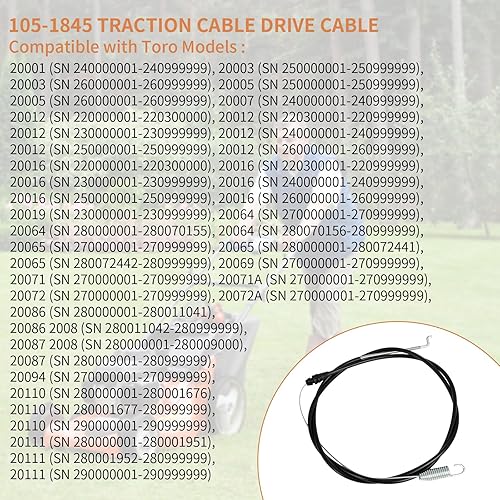 Miniatura 4 de Cable de tracción 105-1845 apto para cortacésped Toro - Cable de control de tracción para Toro 20016 20065 20005 20007 20064 20072A Autopropulsado