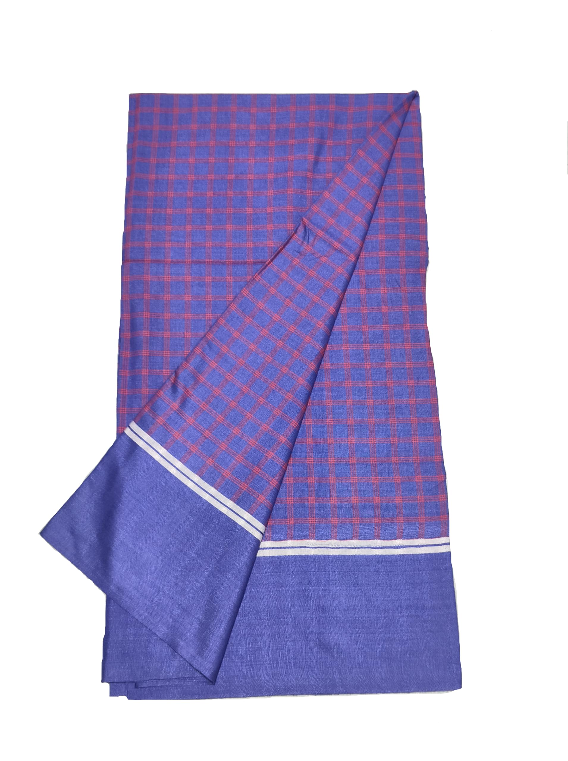Traditional Cotton Blend Lungi, Blue and Red Check Pattern, 2.3m Length, Regular Fit, Traditional Punjabi Style, Casual Wear for Men-image-13