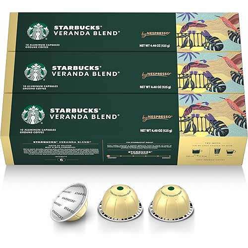 Starbucks by Nespresso Vertuo, Veranda Blend, Blonde Roast Coffee, 30-count Coffee Pods, Brews 7.8 oz.